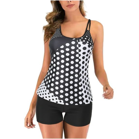 VerPetridure Modest Tankini Swimsuits for Women Two Piece Bathing Suits Floral Print Tank Top with Boyshorts Tummy Control Swimming Suits