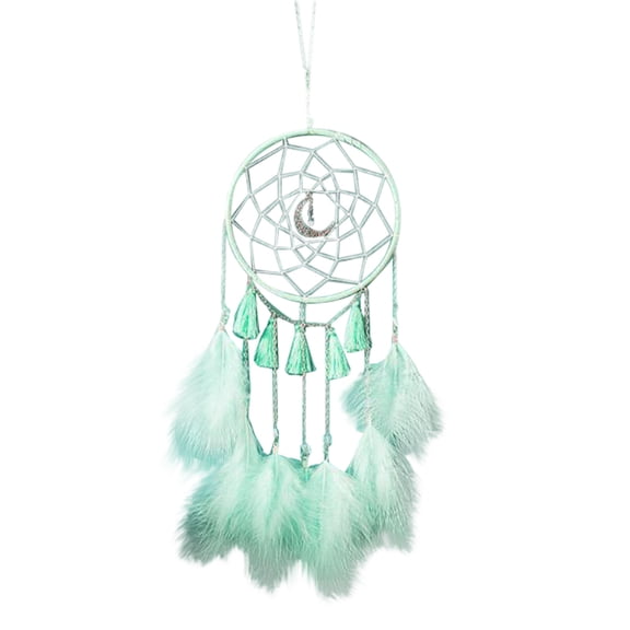VerPetridure Moon Dream Catcher Wind Chime Ornament Cute Ornament Birthday Gift without Light Green Dreamcatcherdream like Feather Dreamcatcher Home Bedroom Wall Hanging Luck Gift