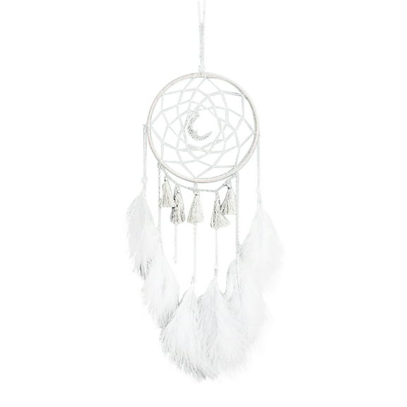 VerPetridure Moon Dream Catcher Wind Chime Ornament Cute Ornament Birthday Gift without Light White Dreamcatcherdream like Feather Dreamcatcher Home Bedroom Wall Hanging Luck Gift