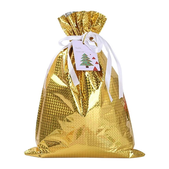 VerPetridure New Christmas Drawstring Gift Bag Aluminum Foil Gift Bag Laser Gold 24*32 New Christmas Gift Bag Drawstring Gift Bag Christmas Aluminum Foil Bag Christmas Gift Bag