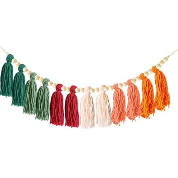 VerPetridure Nordic Macaron Wooden Bead Tassel Background Decoration Curtain For Baby Room Party Wall Decoration