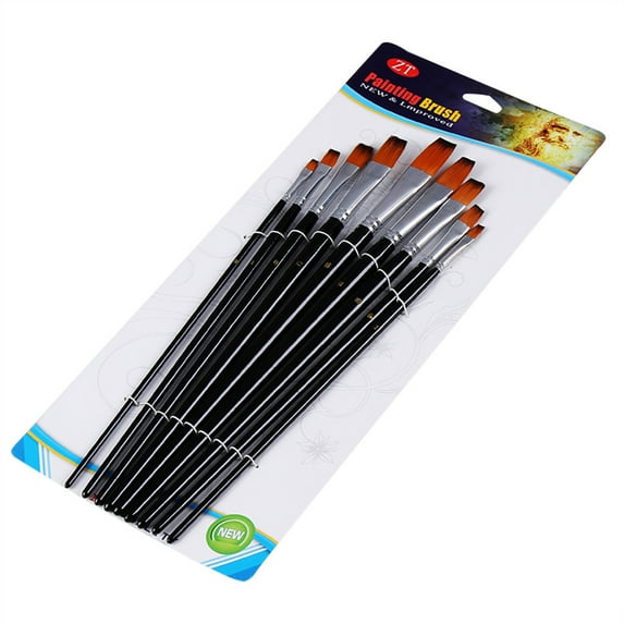 VerPetridure Nylon Hair Flat Brush Pointed Pen Black Oil Brush Painting Pen Set