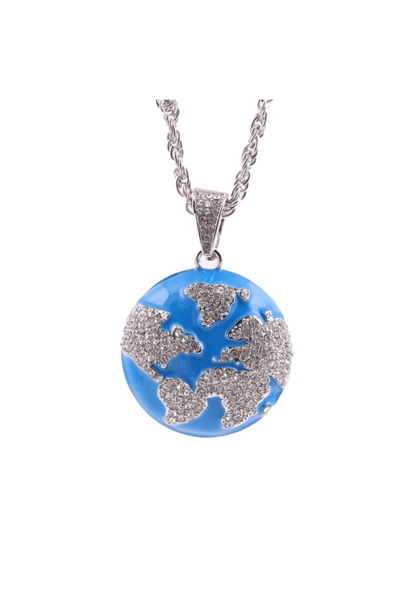 Occident Hip-hop Men's Pendant Alloy World Map Men's Necklace European and American hip hop men's pendant alloy world map globe men's necklace
