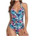 thumbnail image 1 of VerPetridure One Piece Bathing Suit for Women High Waisted Tummy Control Swimsuits for Womens Summer Floral Print Crewneck Swimwear, 1 of 7