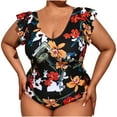 thumbnail image 1 of VerPetridure One Piece Bathing Suits for Women Tummy Control Women Sexy with Chest Pad without Underwire Ruffle Sleeves Floral Print V Neck One Piece Conservative Backless Swimsuit Bikini, 1 of 9