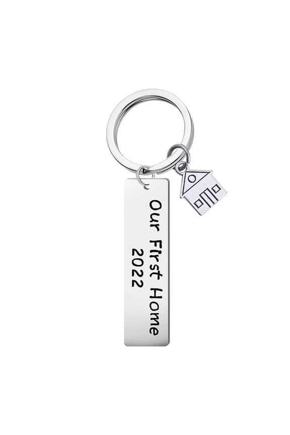 Our First Home 2022 Stainless Steel Titanium Steel Keychain Pendant For Couple And Family Gift