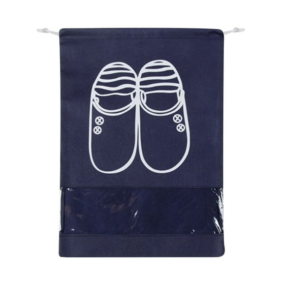 VerPetridure Outdoor Travel Transparent Visible Storage Bag Shoe Cover Sports Travel Waterproof Shoe Bag Visible Shoe Bag (Large) Navy Blue 1 Pc Travel Shoe Bags, Drawstring Non-Woven Shoe Storage Ba
