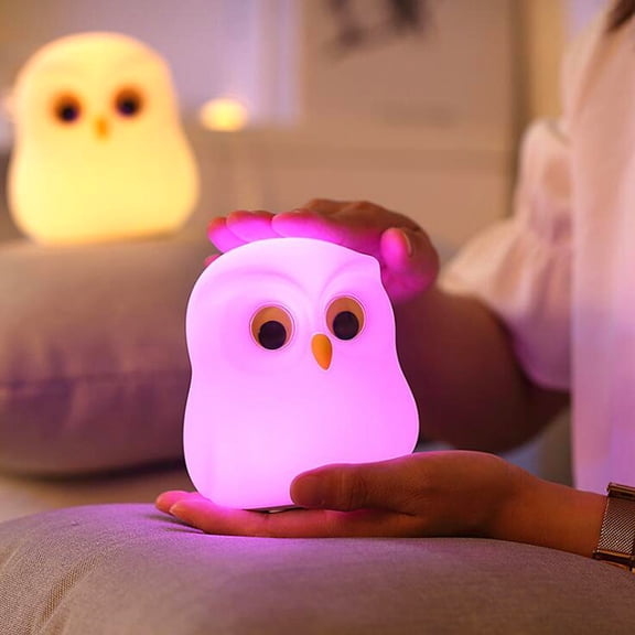 VerPetridure Owl Night Light Kids Rechargeable Silicone Night Light touch Sensing Light