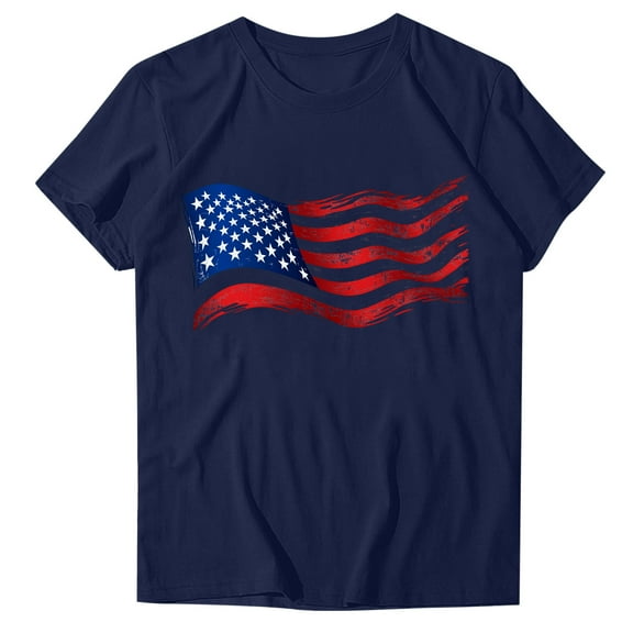 VerPetridure Patriotic Shirts for Women American Flag Shirt 4th of July Short Sleeve Crew Neck Graphic Tee USA Star Stripes Tops