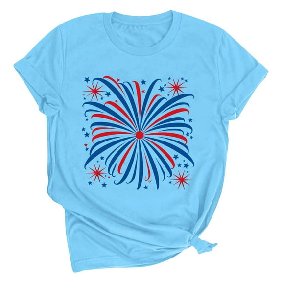 VerPetridure Patriotic Shirts for Women American Flag Shirt 4th of July Short Sleeve Crew Neck Graphic Tee USA Star Stripes Tops