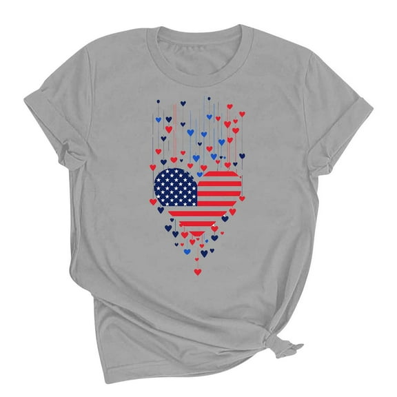 VerPetridure Patriotic Shirts for Women American Flag Shirt 4th of July Short Sleeve Crew Neck Graphic Tee USA Star Stripes Tops
