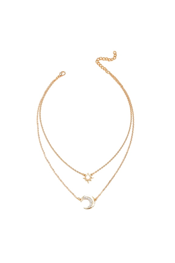 Personalized S^imple Hollow Leaf Necklace Multi-layer Round Bead Rhinestone Pend stacking necklace collarbone chain