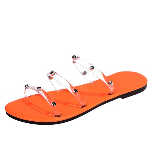 VerPetridure Platform Sandals for Women Women's Fashion Metallic Decorated Candy Color Slippers With Flat Heels