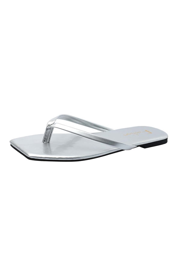 Platform Sandals for Women Womens Summer Fashion Solid Color Slippers Square Head Flat Multicolour Casual Flip Flops Slippers