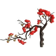 VerPetridure Plum Chinese-Style Winter Plum Artificial Flower Fake Flower Red, Artificial Silk Fake Flowers Plum Blossom Floral Wedding Bouquet Party Decor RD
