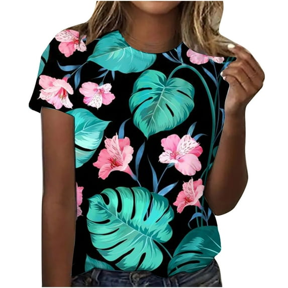 Utoimkio Plus Size Happy Easter Shirts for Women Rabbit Graphic T-Shirt Short Sleeve Tee Tops Plus Size Women's Fashion Short Sleeve Retro Crew Neck Print Loose Tops Blouse