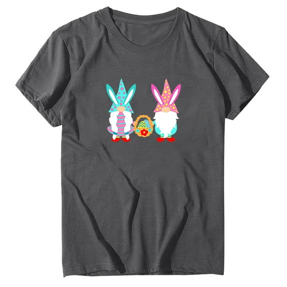 VerPetridure Plus Size Happy Easter Shirts for Women Rabbit Graphic T-Shirt Short Sleeve Tee Tops Relaxed-Fit Women Print Plus Size Crew Neck T-Shirts Print Short Sleeve Graphic Tee Tops