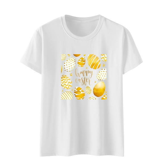 VerPetridure Plus Size Happy Easter Shirts for Women Rabbit Graphic T-Shirt Short Sleeve Tee Tops Tech Stretch Women's Fashion Crew Neck Short Sleeve Easter Print Tops