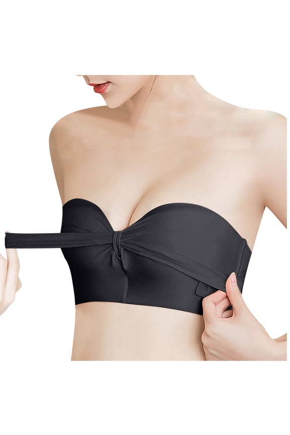 Push Up Bras for Women Women's Removable Shoulder Everyday Strapless Drawstring Bandeau Underwear Bras