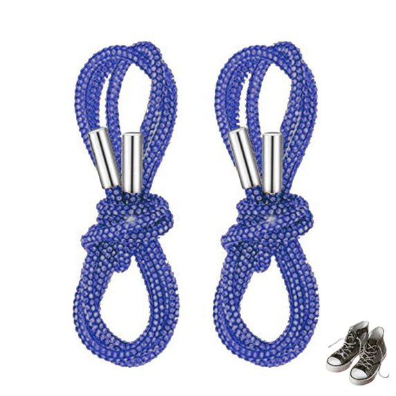 VerPetridure Rhinestone Shoe Laces, Round Glitter ShoeLaces for Sneakers, Crystal Bling Diamond Rope Shoe Strings, Blue Size 120