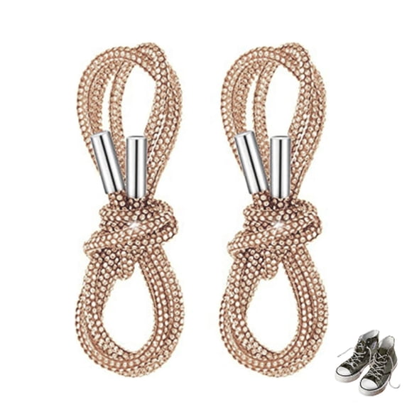 VerPetridure Rhinestone Shoe Laces, Round Glitter ShoeLaces for Sneakers, Crystal Bling Diamond Rope Shoe Strings, Gold Size 100