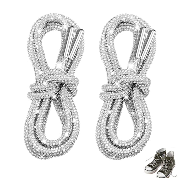 VerPetridure Rhinestone Shoe Laces, Round Glitter ShoeLaces for Sneakers, Crystal Bling Diamond Rope Shoe Strings, White Size 80