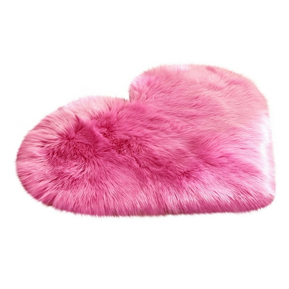 VerPetridure Rose Red 30*40 Heart-Shaped Floor Mat Wool Imitation Sheepskin Rugs Faux F Ur Non Slip Bedroom Shaggy Carpet Mats