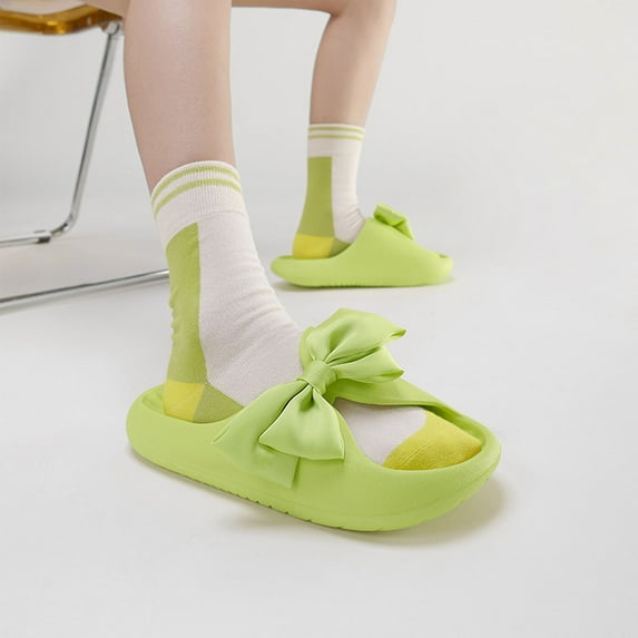 VerPetridure Sandals For Women Dressy Summer Women Bow Tie Slippers Fashion Casual Thick Bottomed Bathroom Bath Shoes
