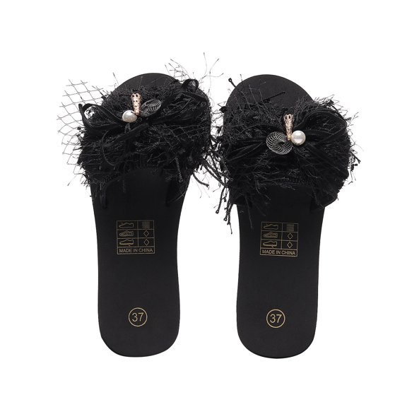 VerPetridure Sandals for Women Casual Summer Sandals Women's Platform Flip Flops, Flower Slope Heel Beach Shoes, Beach Slippers