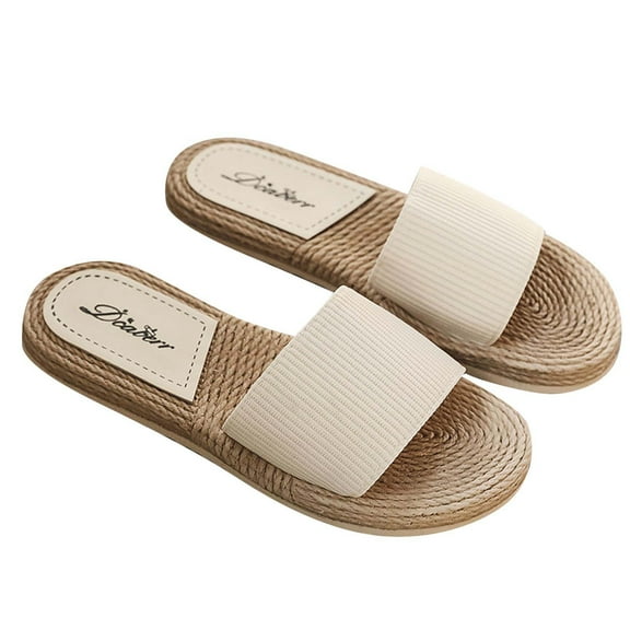 VerPetridure Sandals for Women Casual Summer Summer Ladies Imitation Straw Slippers Fashion Flat Beach Flip Flops Shoes