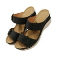 thumbnail image 1 of VerPetridure Sandals for Women Casual Summer Summer Women Thick Bottom Slope Heel Shoes Beach Sandals Roman Casual Slippers, 1 of 9