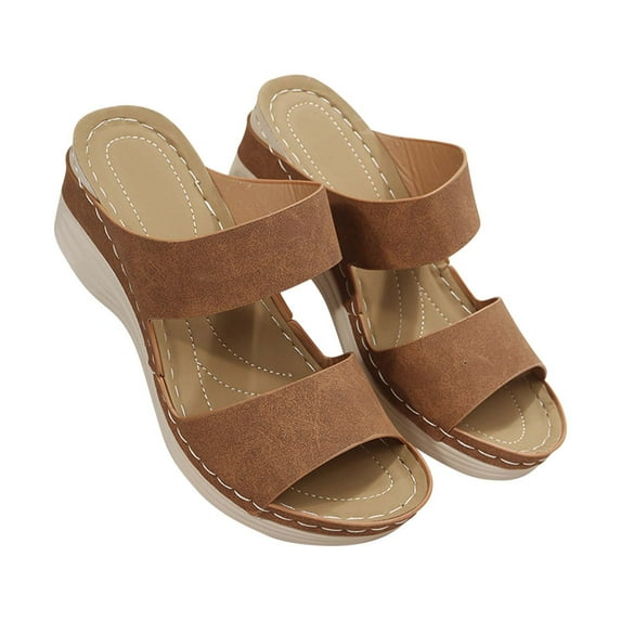 VerPetridure Sandals for Women Casual Summer Summer Women Thick Bottom Slope Heel Shoes Beach Sandals Roman Casual Slippers