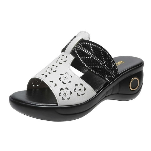 VerPetridure Sandals for Women Casual Summer Women's Summer Casual Comfortable Slippers Solid Color Platform Hollow Out Slippers