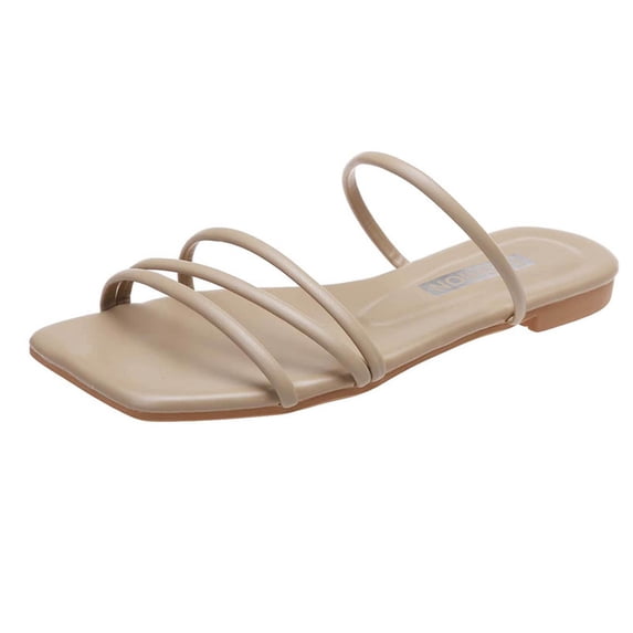 VerPetridure Sandals for Women Dressy Summer New Fashion Thin Strap Square Toe Flat Sandals