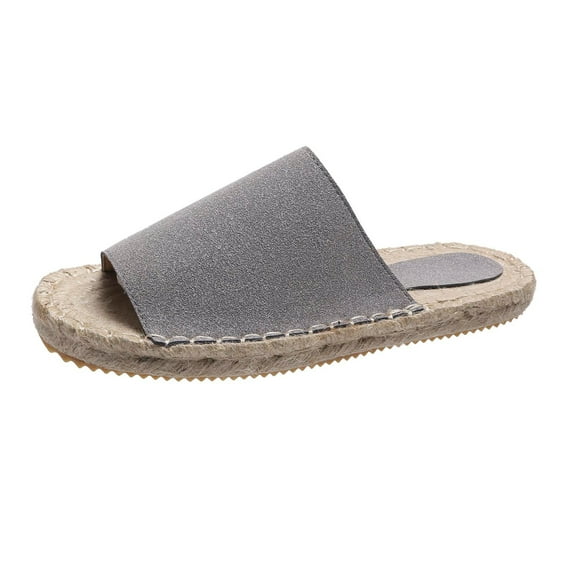 VerPetridure Sandals for Women Dressy Summer Women Summer Casual Sewn Fisherman's Flat Bottomed Hand Woven Linen Rope Bottom Slippers