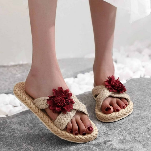 VerPetridure Sandals for Women Flat Summer Flowers Open Toe Slippers Shoes Comfy Sandals Casual Comfortable Beach Sandals