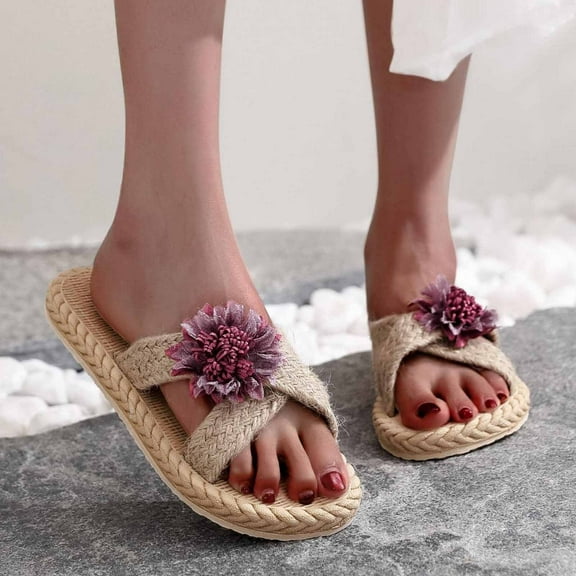 VerPetridure Sandals for Women Flat Summer Flowers Open Toe Slippers Shoes Comfy Sandals Casual Comfortable Beach Sandals
