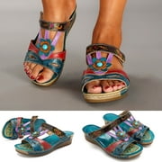VerPetridure Sandals for Women, Ladies Vinatge Open Toe Boho Style Sandals Casual Beach Shoes Platform Wedges Slippers
