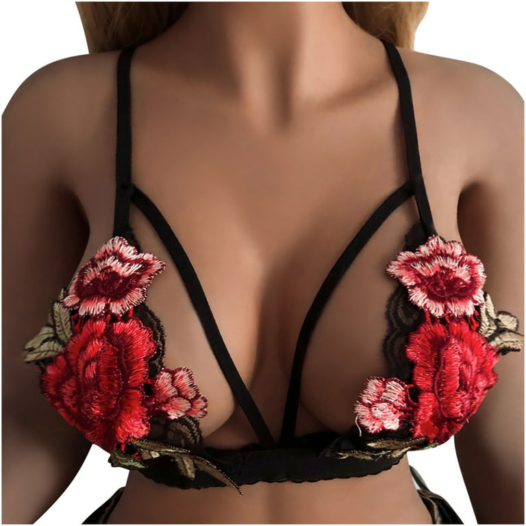VerPetridure Sexy Lingerie for Women Plus Size Alluring Women Lace Cage Bra  Elastic Cage Bra Strappy Hollow Out Bra Bustier 