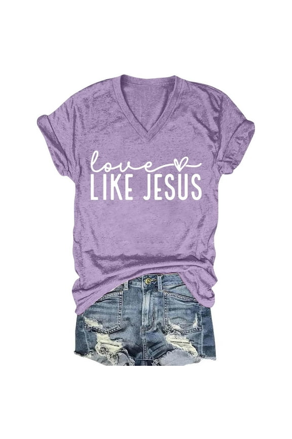 Shirt for Women Like Jesus Print Shirt Christian Minimalist Faith-Based Tees Christian Tops Cute Tees with Sayin