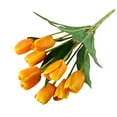 thumbnail image 1 of VerPetridure Single 9 Tulips Artificial Decorative Fake Flower J Orange Artificial Flower Latex Real Bridal Wedding Bouquet Home Decoration, 1 of 1