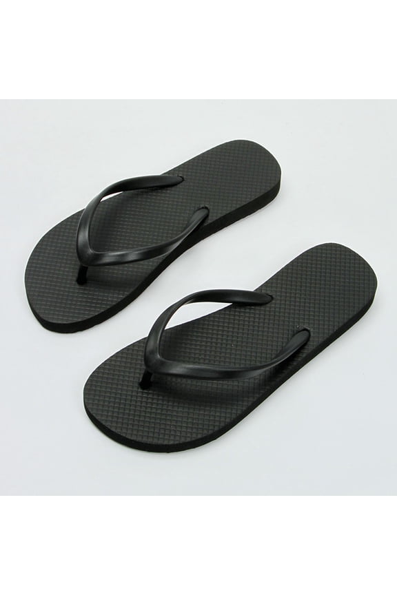 Slim Flip Flops for Women and Men, Shower Flat Sandals for Summer Bathroom Beach Pool, Ultra Lightweight Basic Thongs Rubber Soft Slide Slip-on Shoes, Black Size 8.5-10