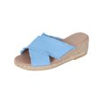 thumbnail image 1 of VerPetridure Slippers For Women Summer Solid Color Denim Cross Slope Wedge Heel Hemp Rope Thick Soled Round Head Beach Sandals, 1 of 4