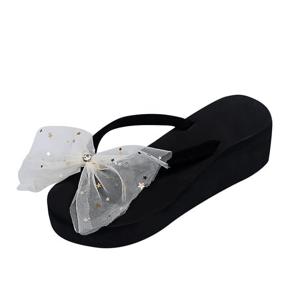 VerPetridure Slippers for Women Slippers Sandals Women Slope Heel Open Toe Bow-Knot Slippers Comfy Beach Shoes Flip Flop
