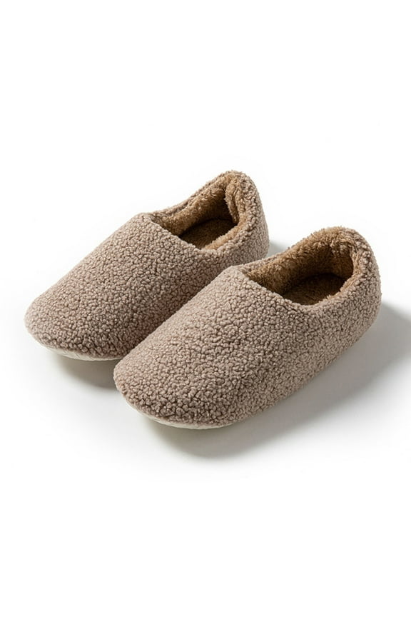 Soft House Slippers Open Toe Women Men Fluffy Non Slip Cozy Bedroom Shoe House Outdoor Winter Fall Washable Flat Sole, Brown Size