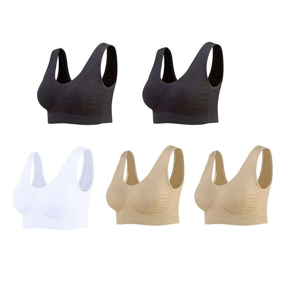 VerPetridure Sports Bras for Women Padded 5 Pack Women Seamless Sports Bras Wirefree Yoga Bra with Removable Pads