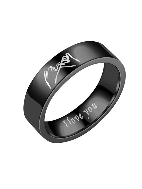 Stainless Steel Couple Matching Rings For Lovers Letter I Love You Holding Hands Valentine Day Gifts