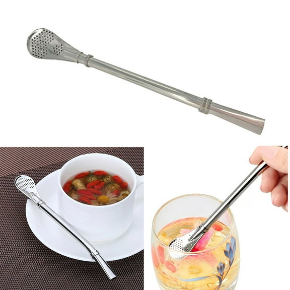 VerPetridure Stainless Steel Filter Straw Spoon Stainless Steel Filter Straw Spoonpro Tea Stainless Steel Drinking Yerba Mate Straw Gourd Bombilla Filter Spoon