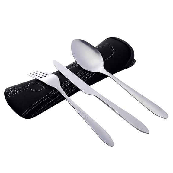 VerPetridure Stainless Steel Fork Spoon Chopsticks Travel Camping Cutlery Eyeful 3pc