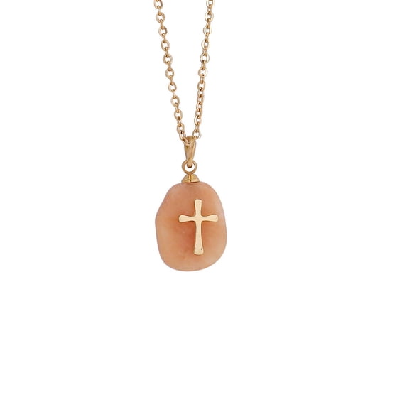 VerPetridure Stainless Steel Natural Stone Cross Necklace Female Clavicle Chain women's natural stone cross necklace